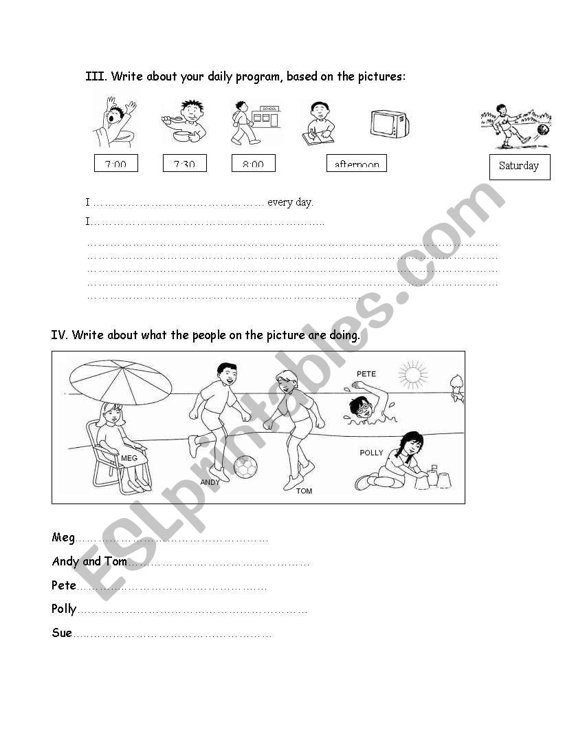 ideas for tests worksheet
