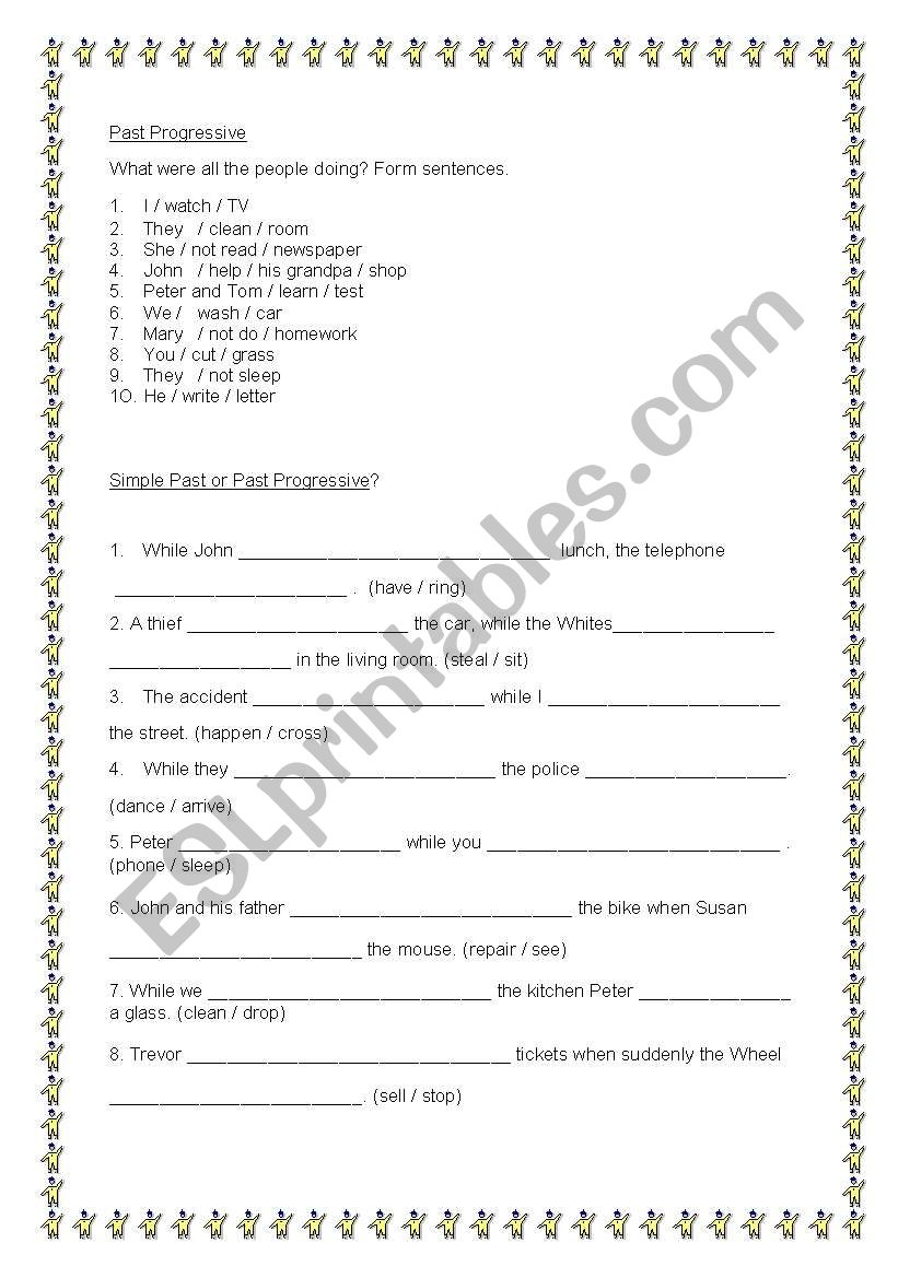past progressive worksheet