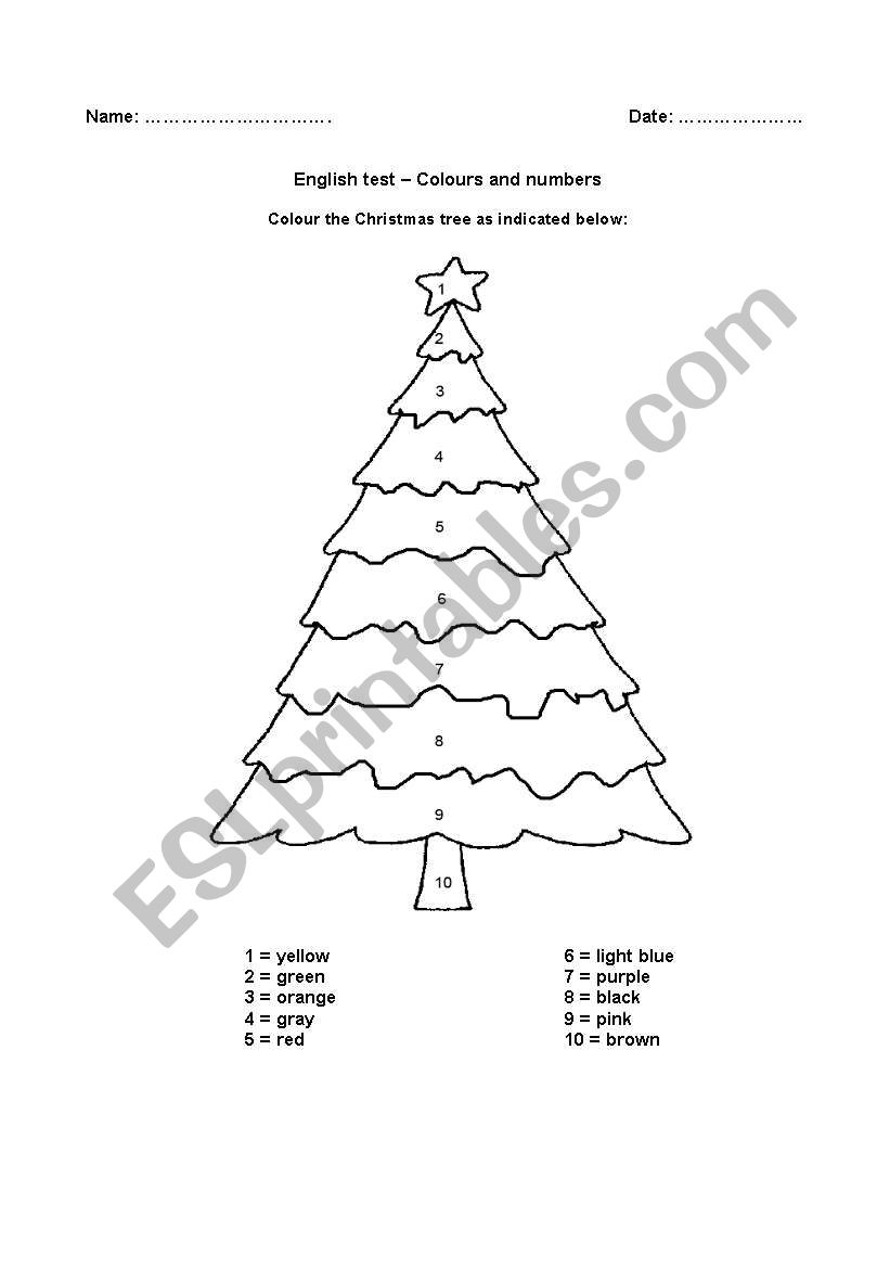 Colours and numbers (1 - 10) worksheet