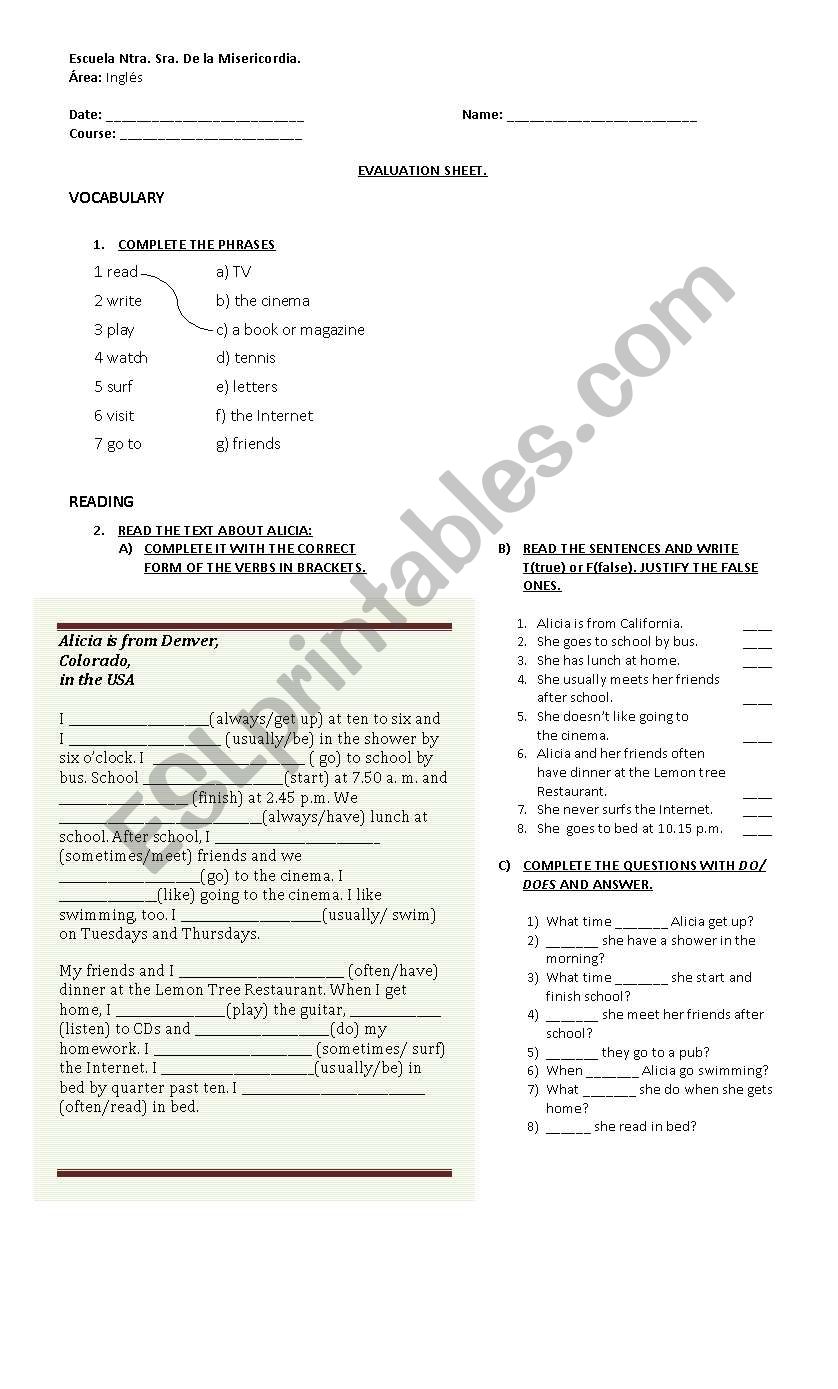 PRESENT SIMPLE worksheet