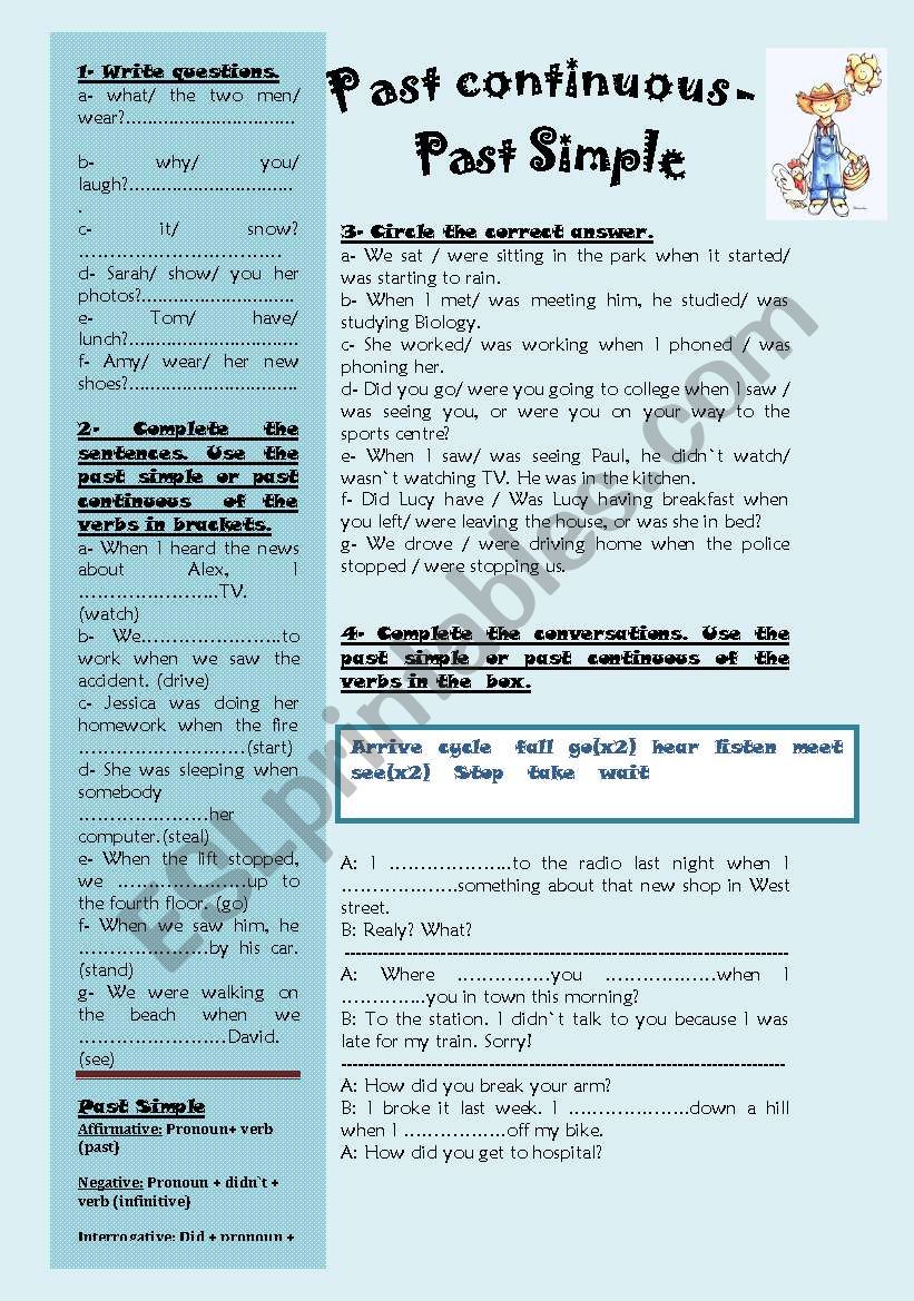 Past simple- past continuous worksheet