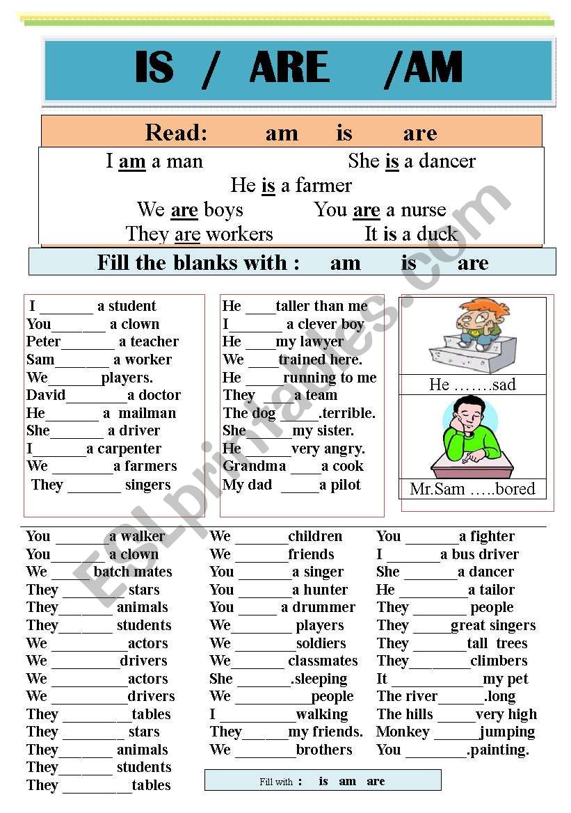 Is / are / am worksheet