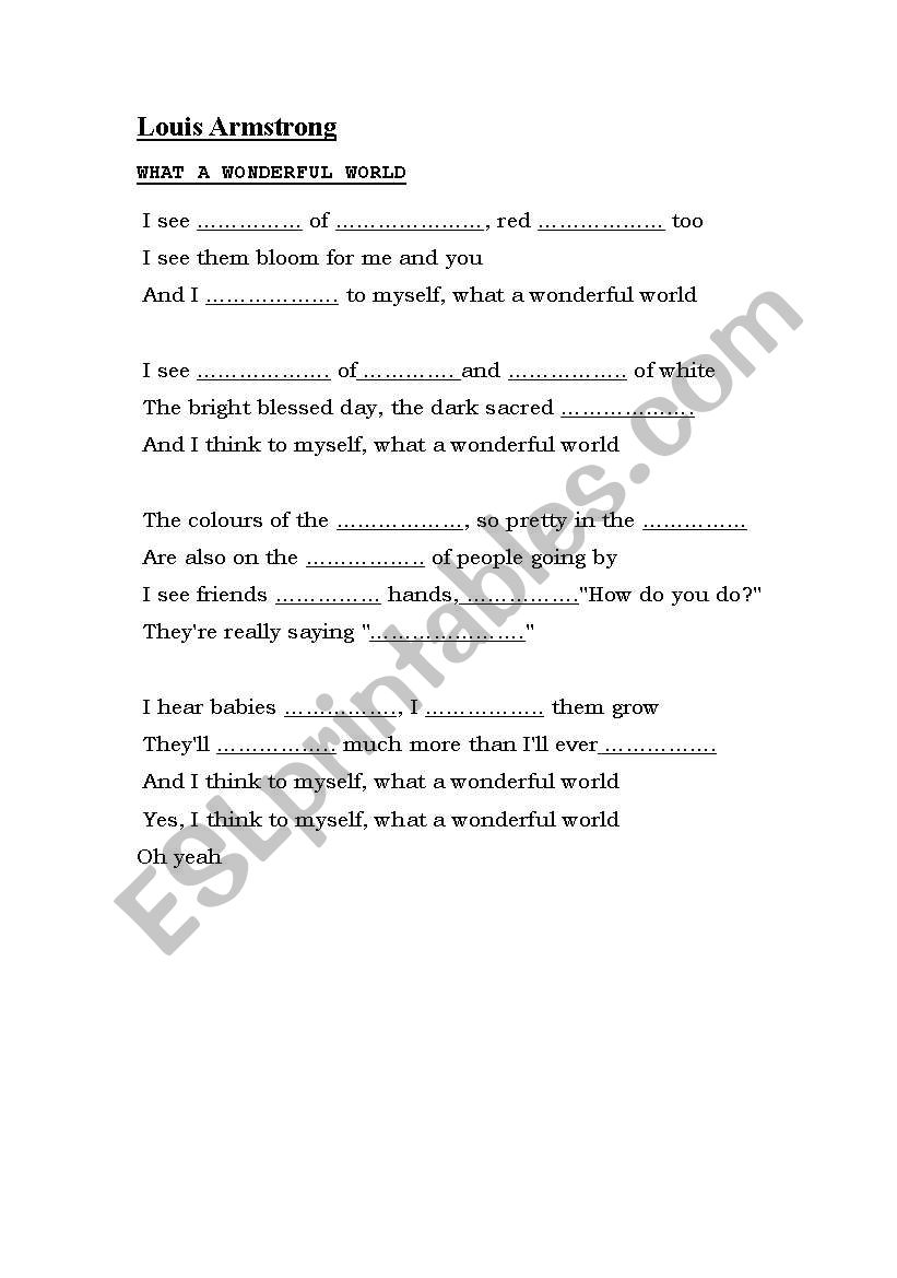 Louis Armstrong worksheet