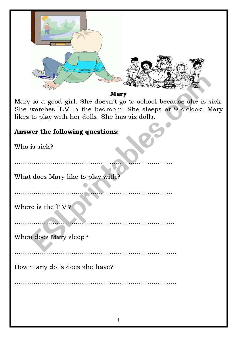 Mary worksheet
