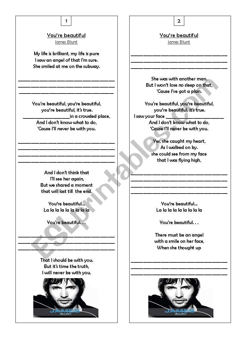 PRONUNCIATION PRACTICE - YOUÂ´RE BEAUTIFUL (JAMES BLUNT)