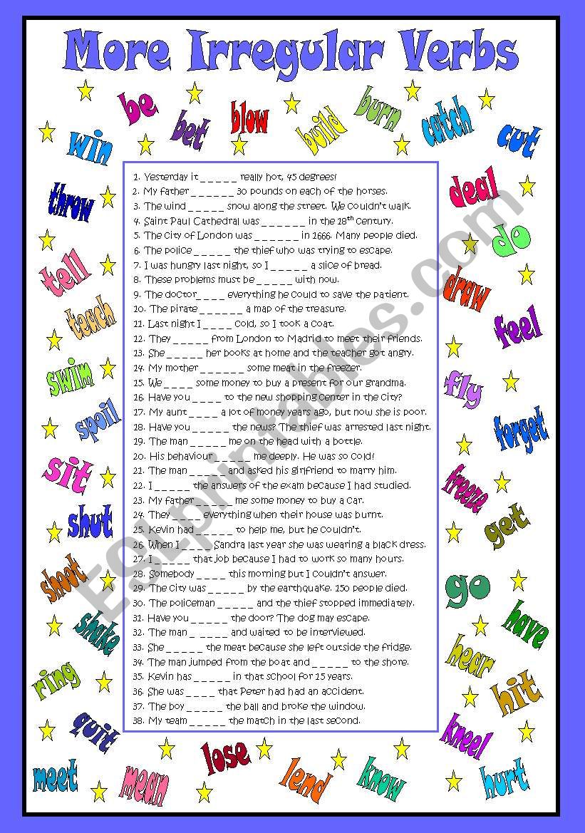 Irregular Verbs worksheet