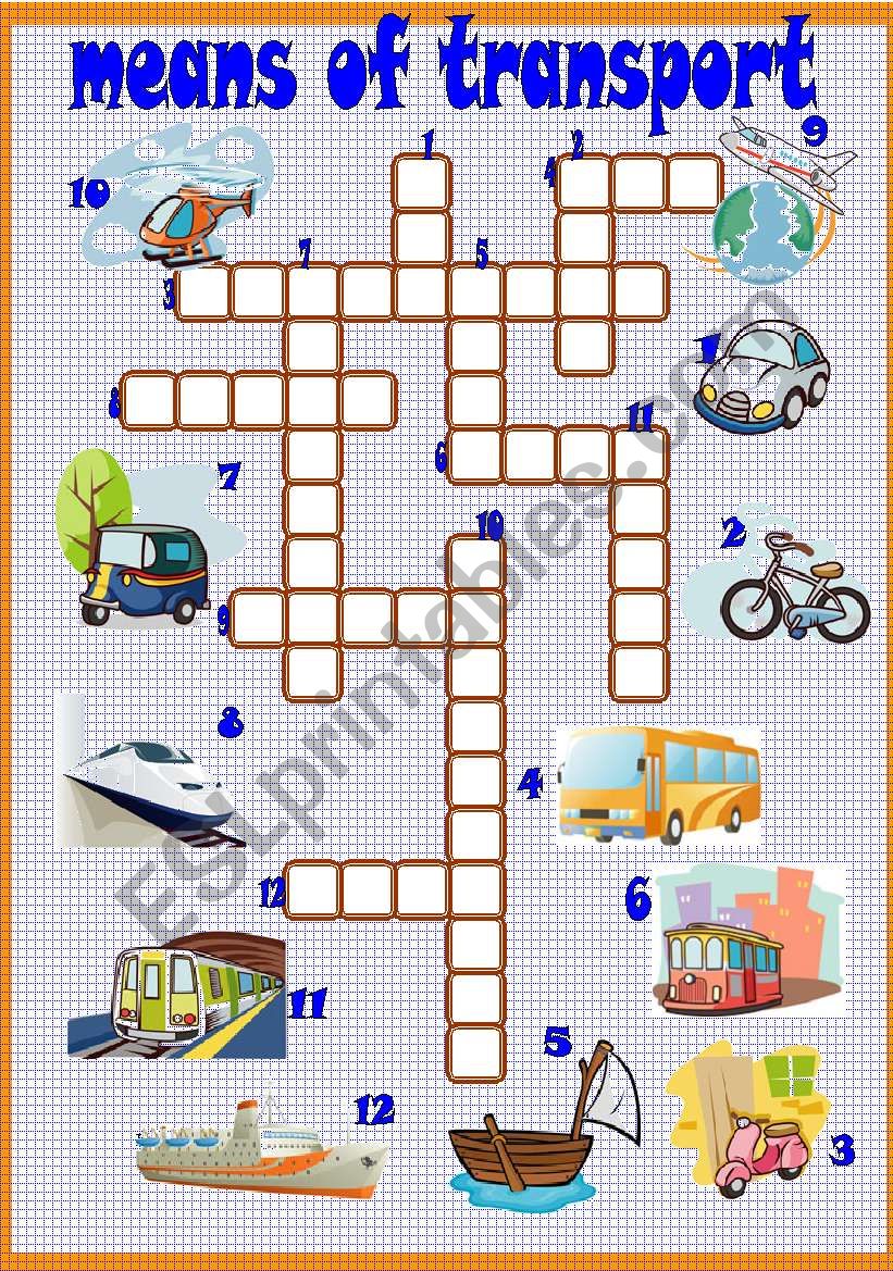 means of transport worksheet