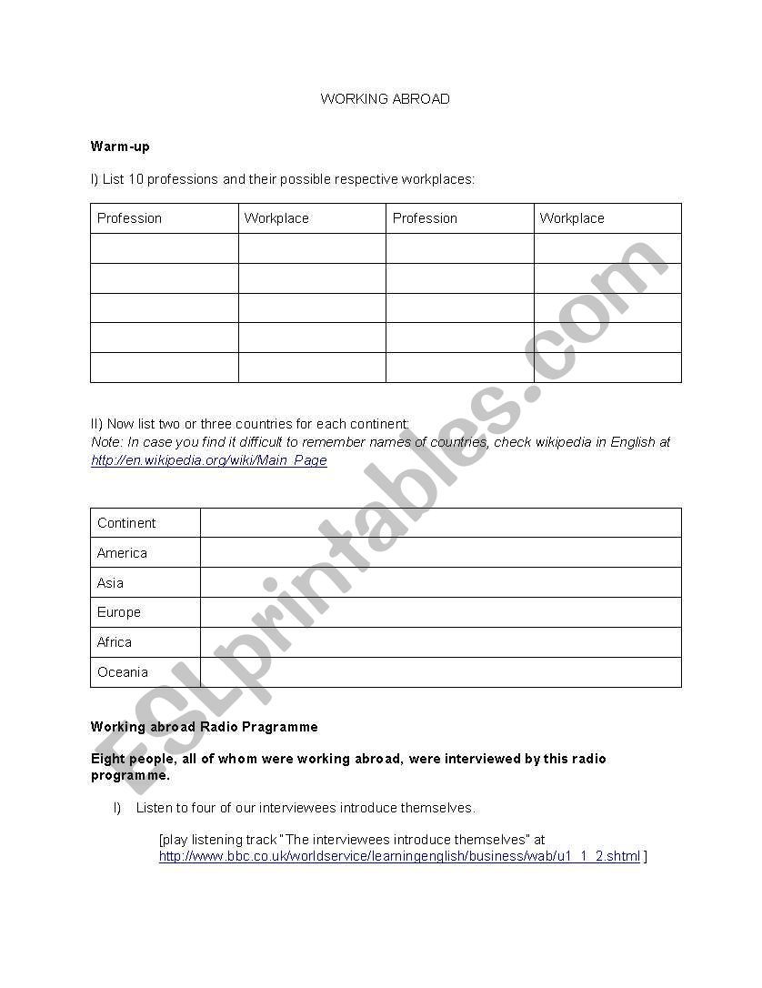 Introductions worksheet
