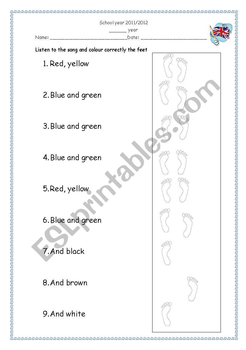 Colours worksheet