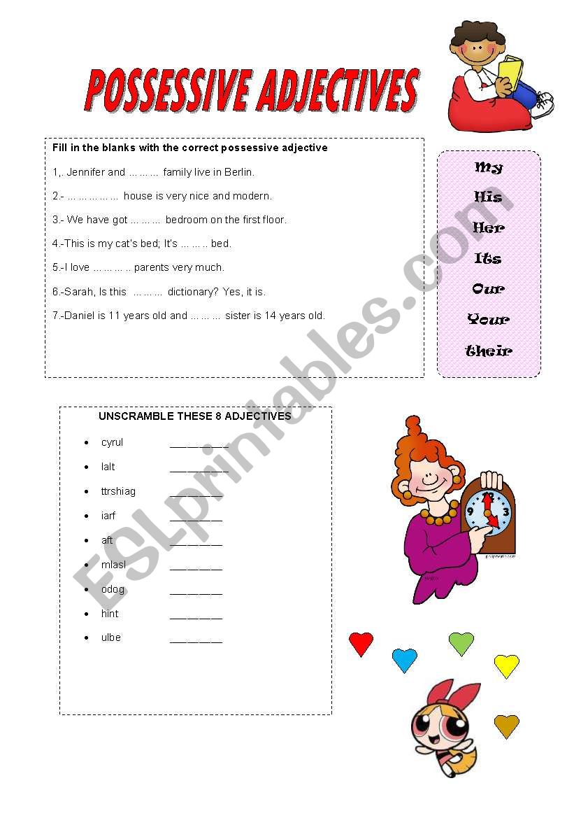 POSSESSIVE ADJECTIVES worksheet