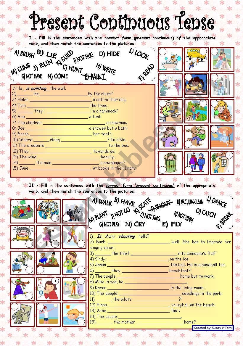 Present Continuous Tense *** with key *** fully editable