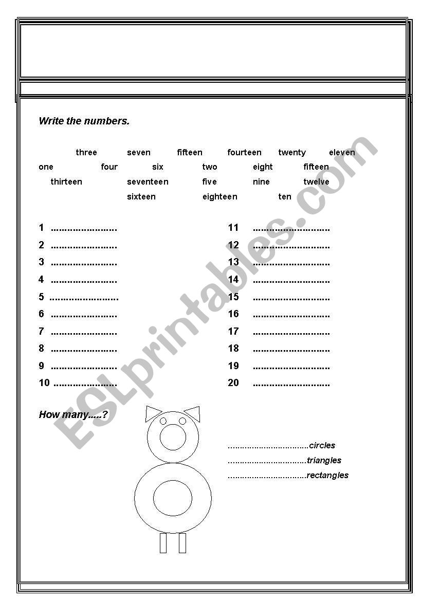 numbers and shapes worksheet