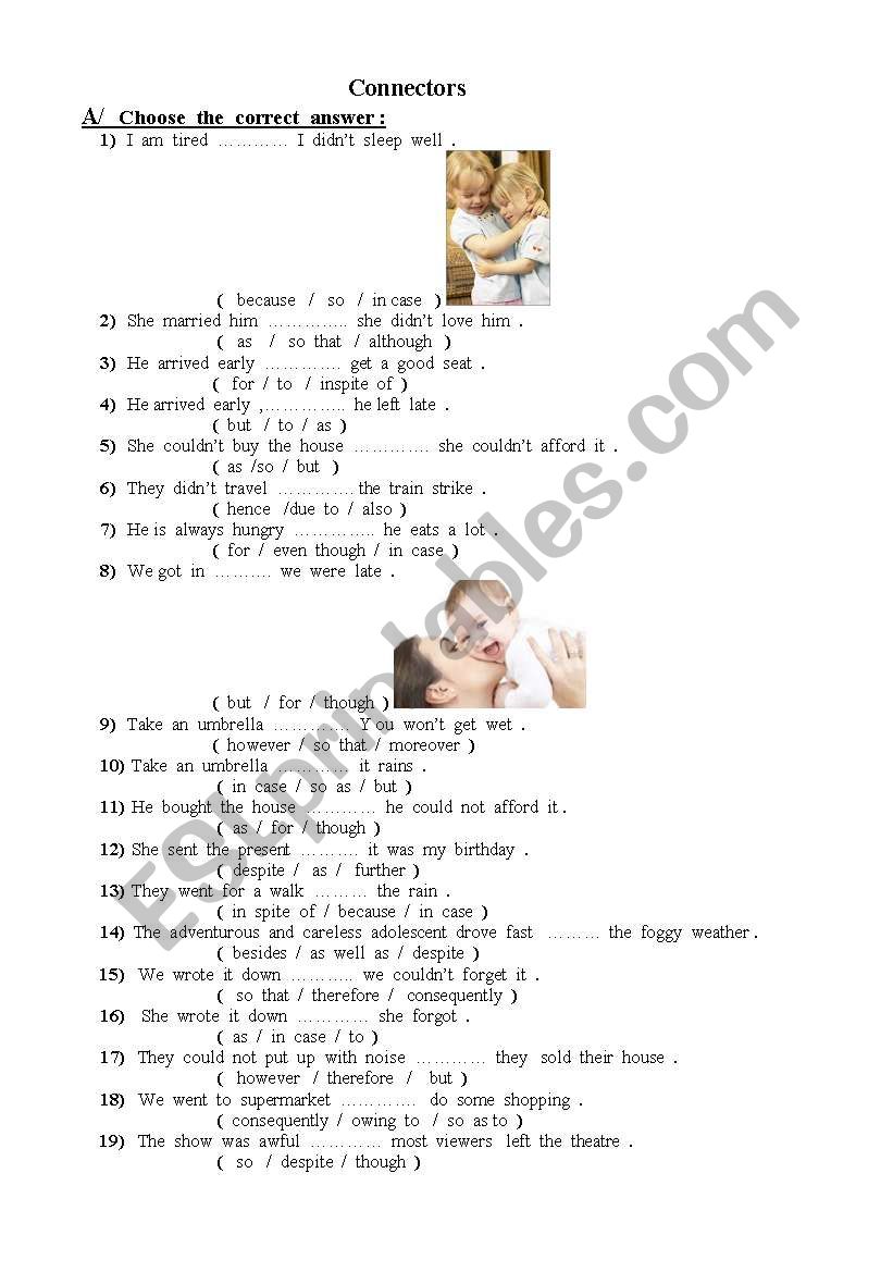 connectors worksheet