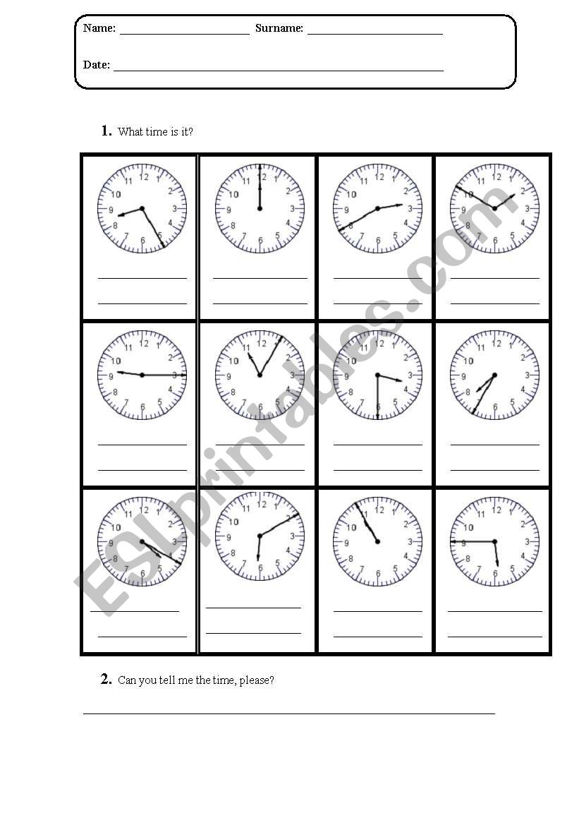 What time is it? worksheet