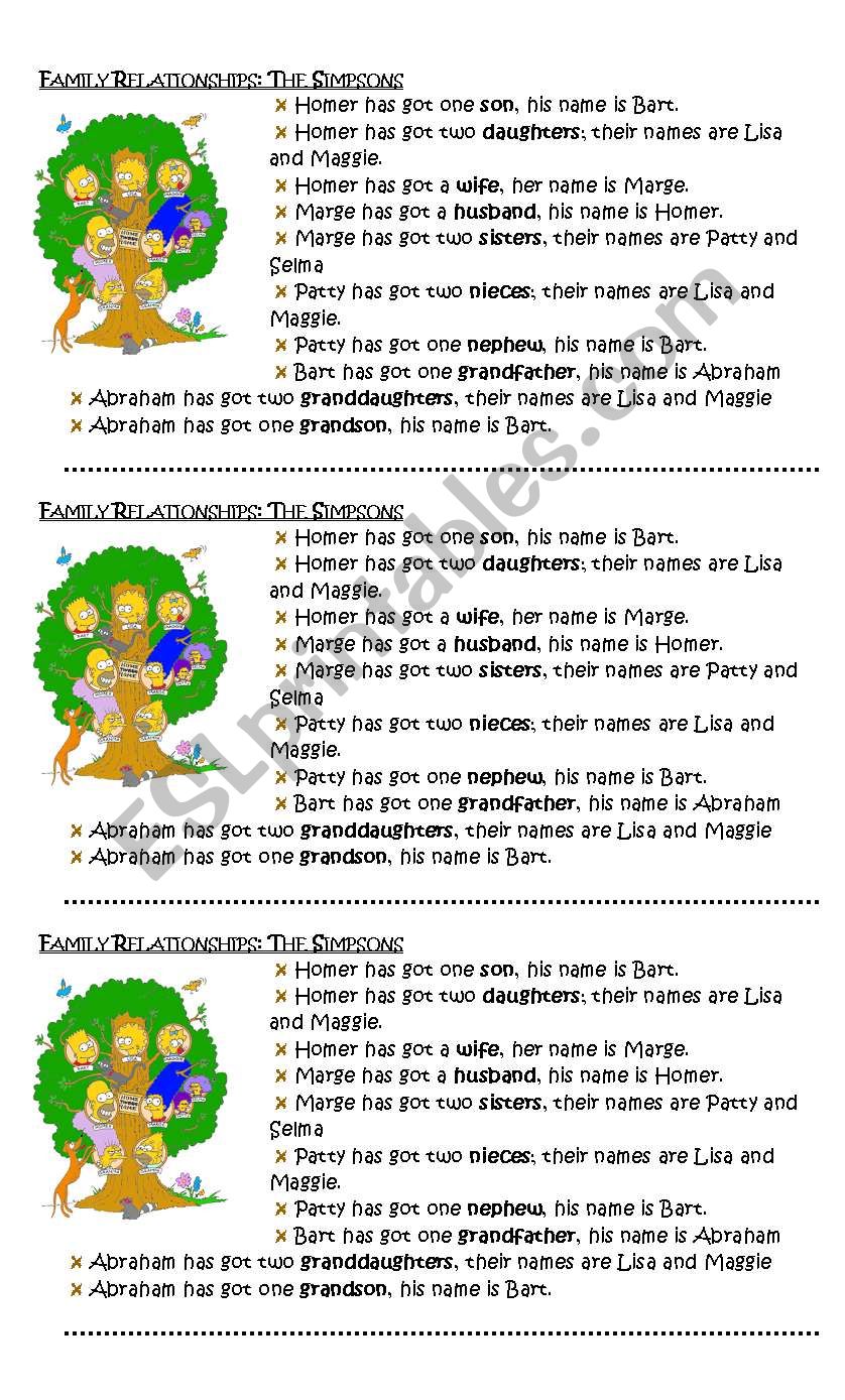 family tree - The Simpsons  worksheet