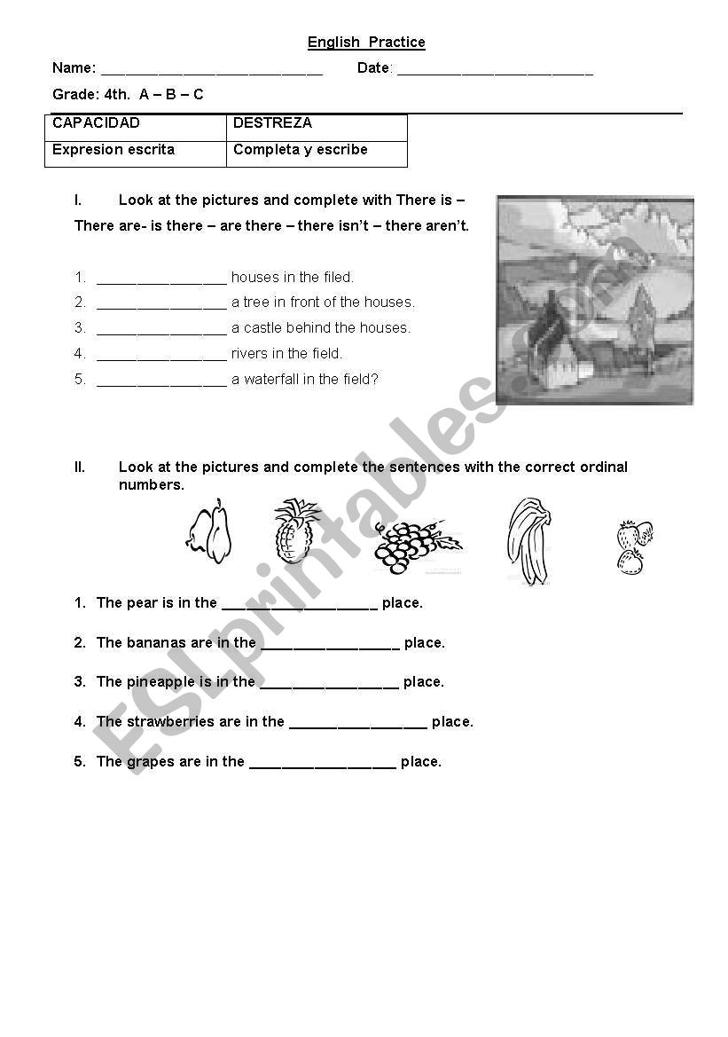 exam worksheet