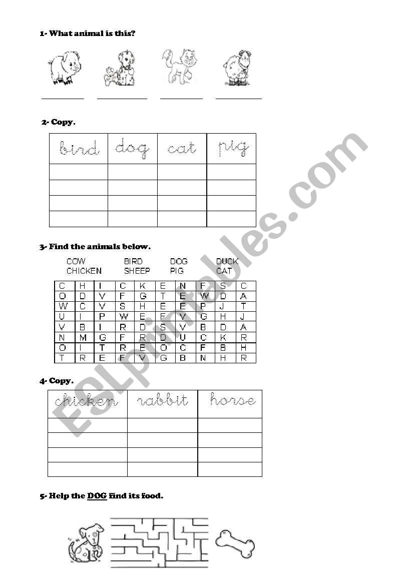 FARM ANIMALS worksheet