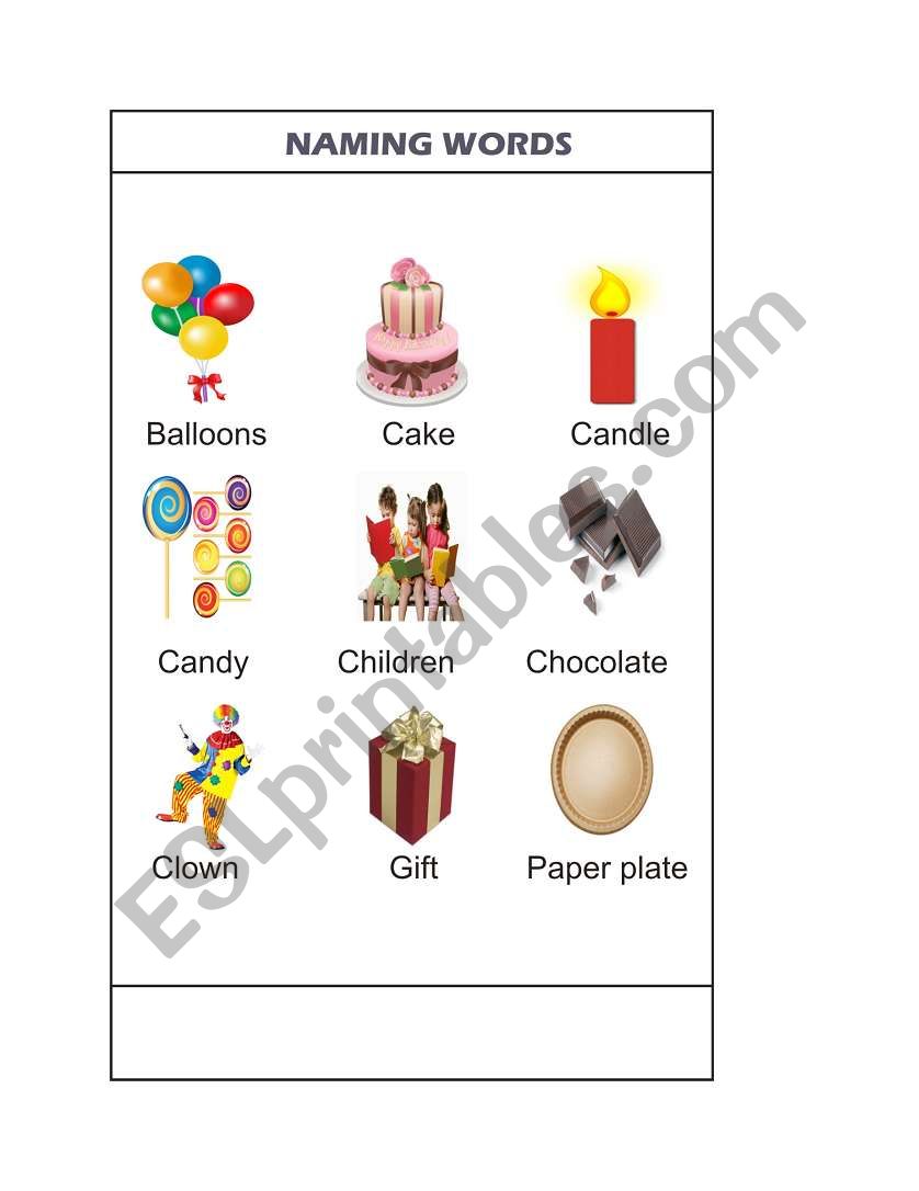 Naming words worksheet