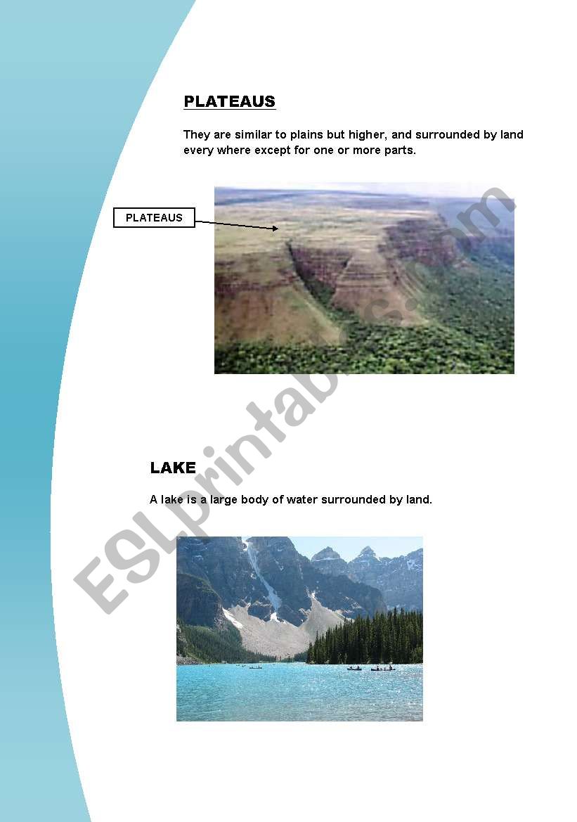Natural Landscapes 5 worksheet