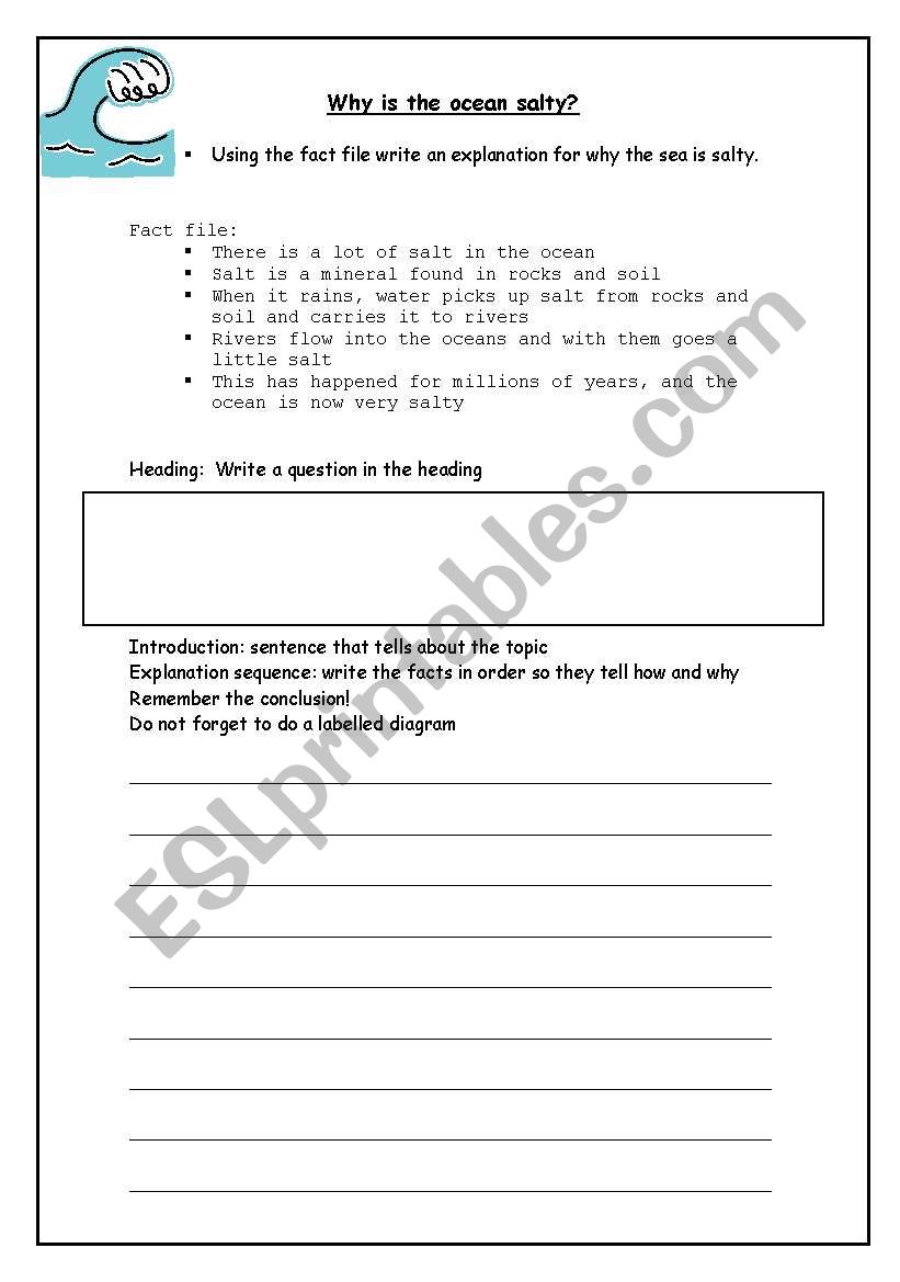 Explanation text type worksheet