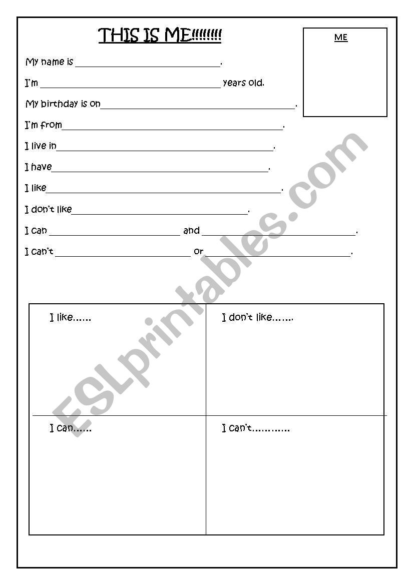 Introduce yourself worksheet