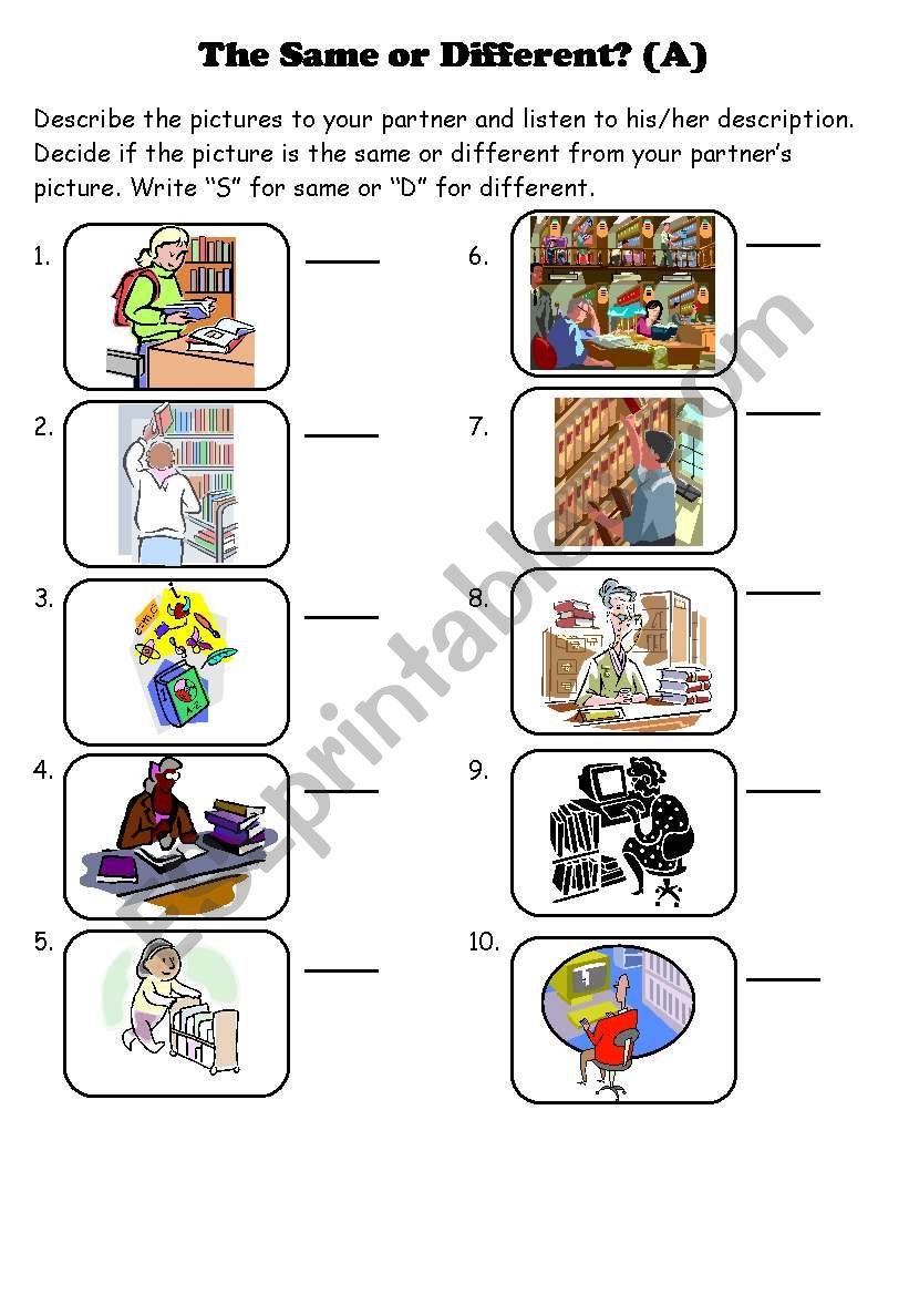 The Same or Different? Speaking Activity: Libraries