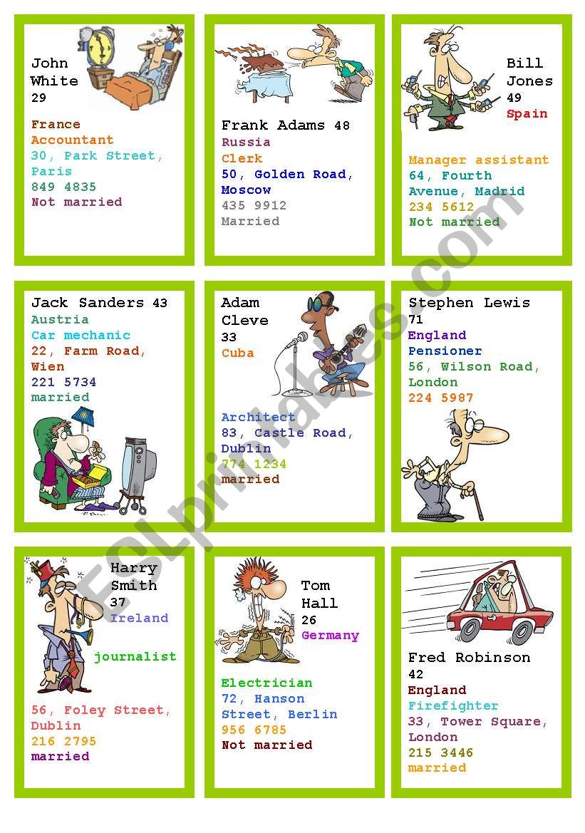 speaking about people cards worksheet