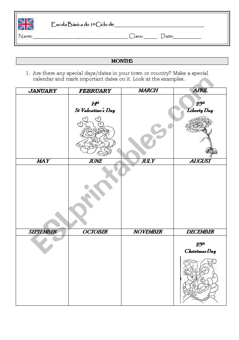 Months worksheet