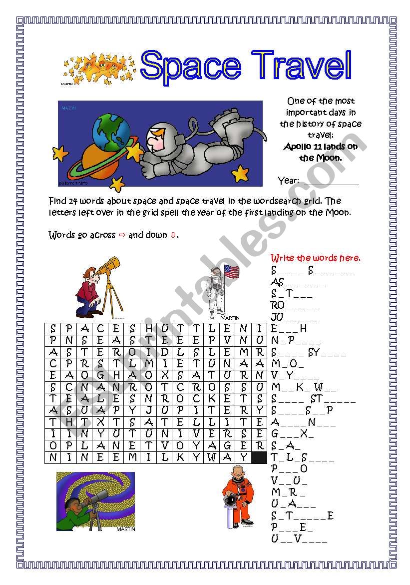 Space Travel worksheet