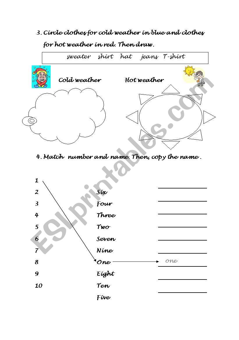 test numbers and weather  worksheet