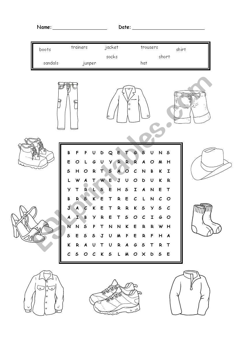 clothes worksheet