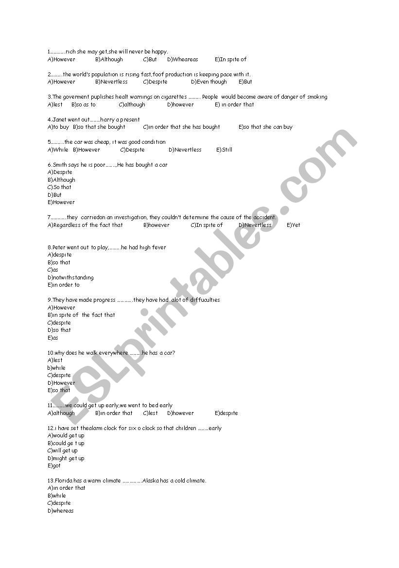 conjunctions worksheet