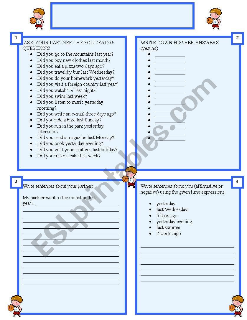 Past simple worksheet