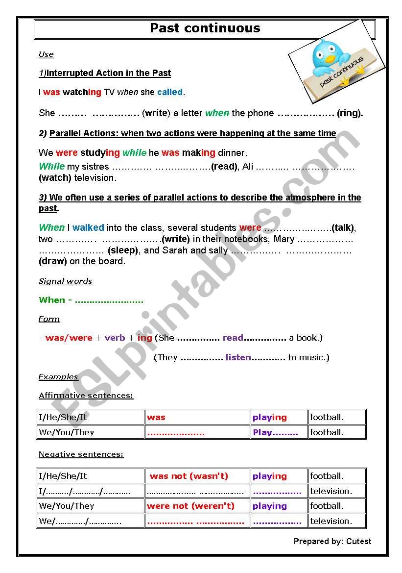 past continuous worksheet