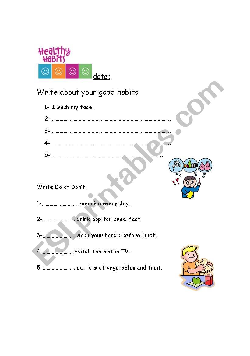 health habit worksheet