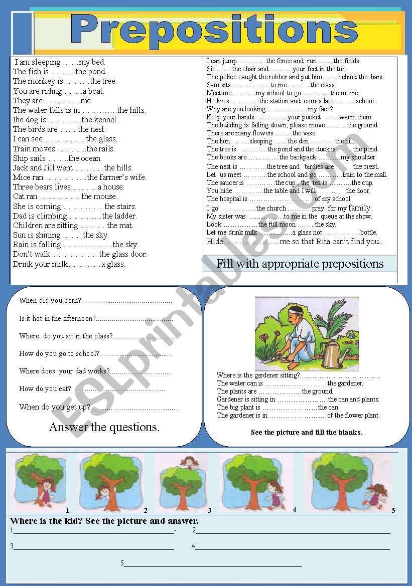 Prepositions worksheet