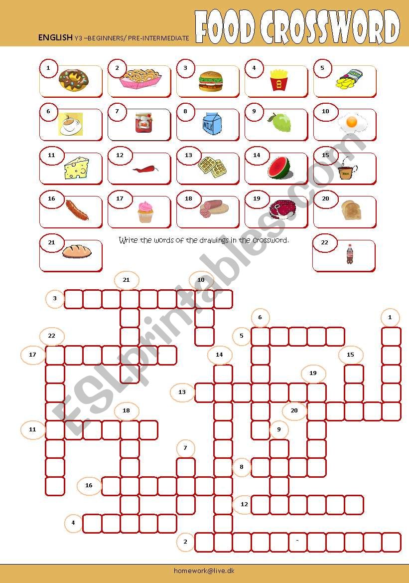 Food Crossword worksheet