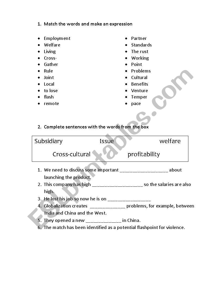 Globalisation worksheet