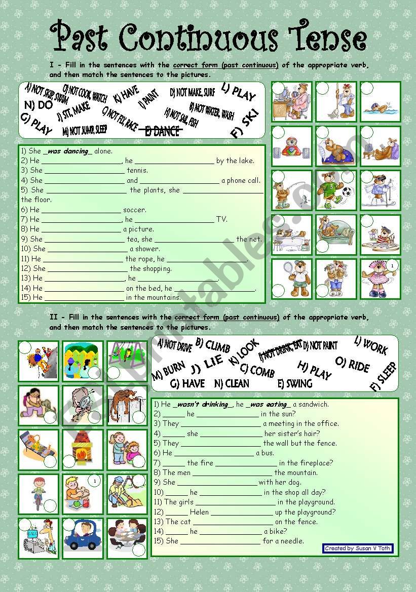 Past Continuous Tense *** with key *** fully editable