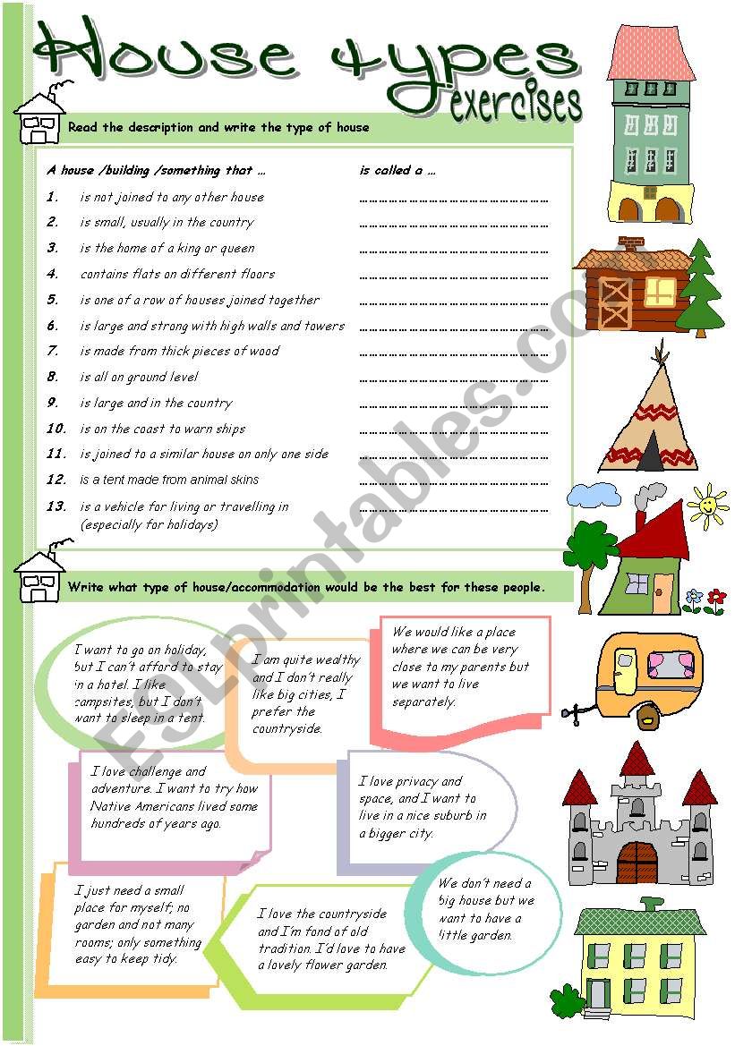 House types 2 worksheet