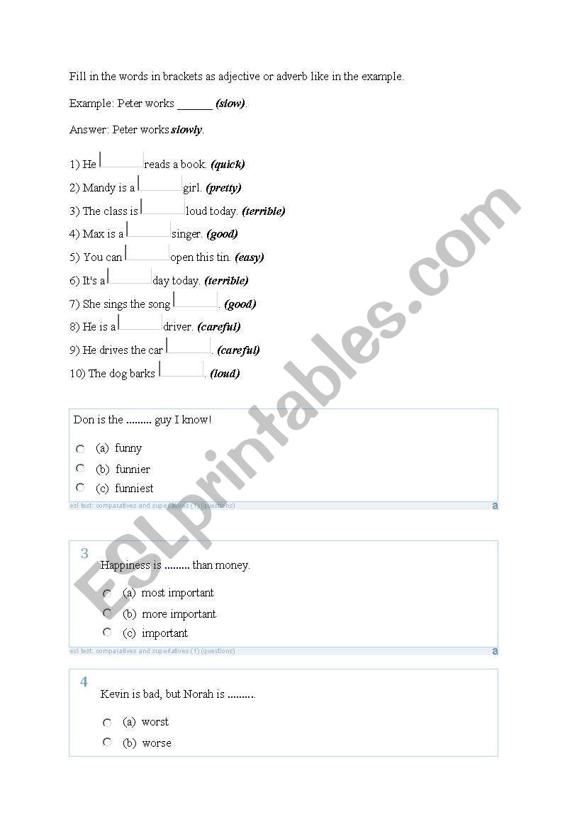 adjectives worksheet