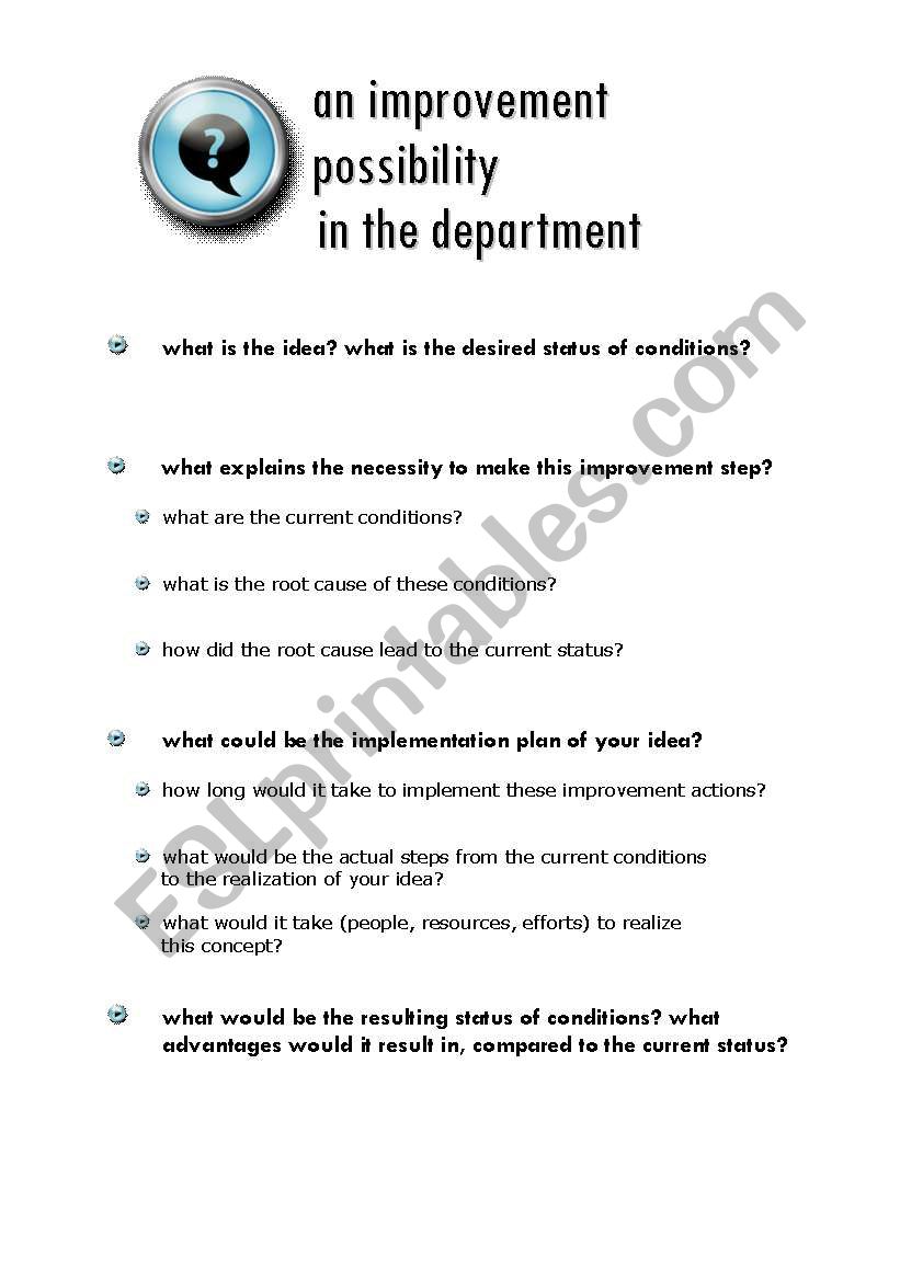 departmental improvement possibilities