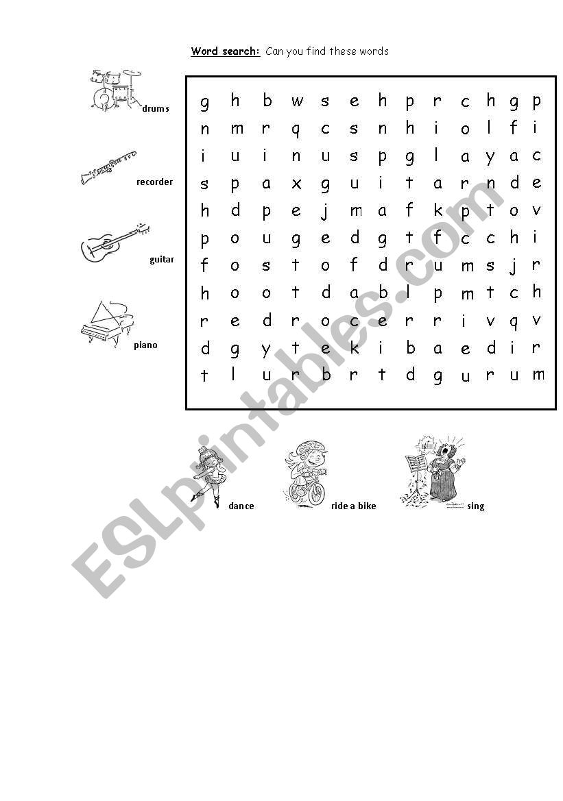 word search worksheet