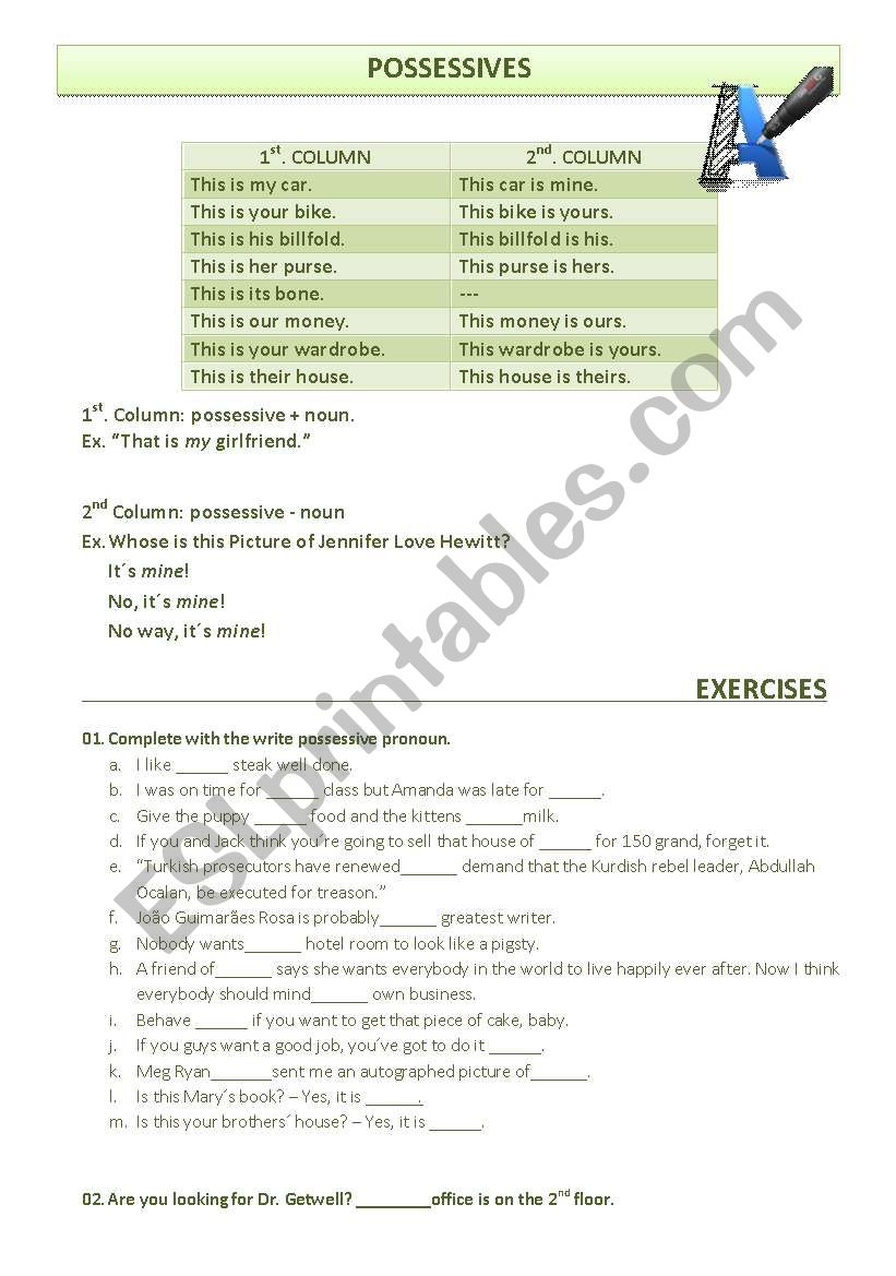 Possessives Nouns worksheet