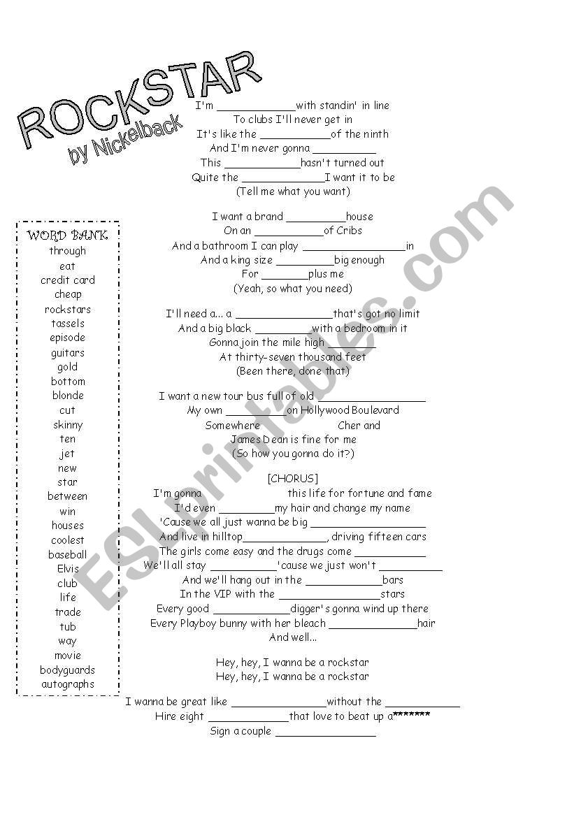 Rockstar worksheet