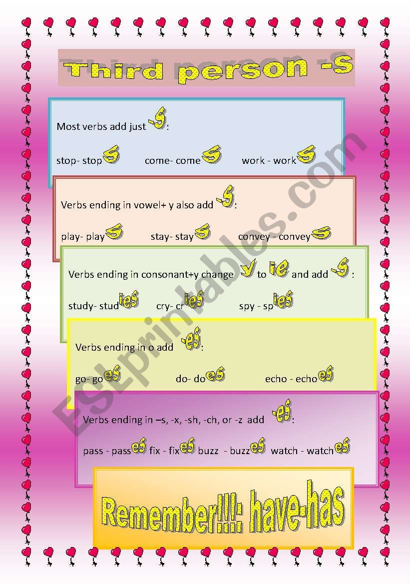 Present Simple 3rd person -S worksheet