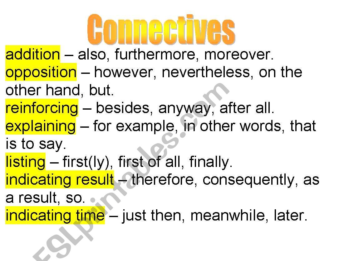 Connectives worksheet