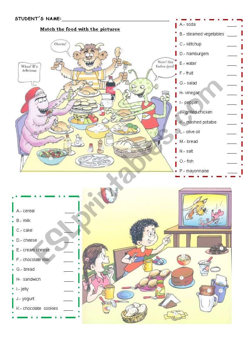 FOOD worksheet