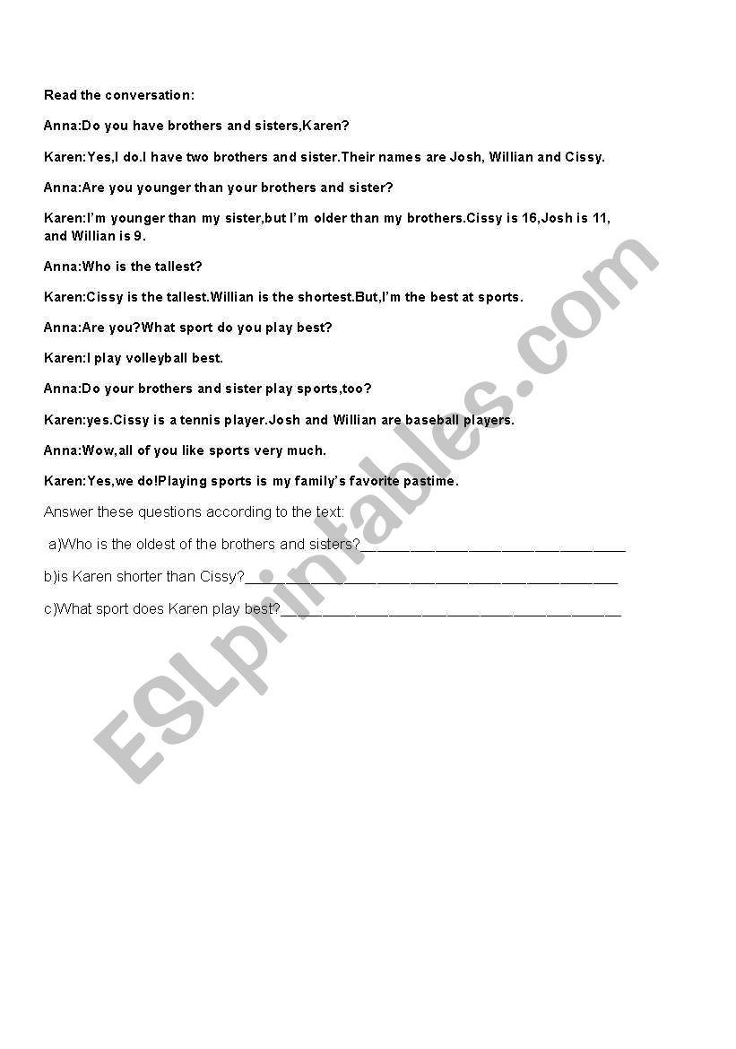 conversation worksheet