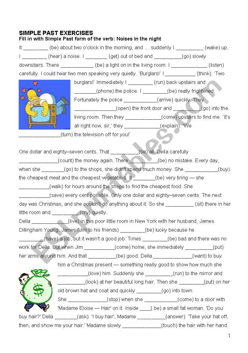 SIMPLE PAST EXERCISE worksheet